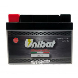 Unibat ULT1 2,5Ah 12V LiFePo4 литиево-йонен акумулатор до 12 Ah, CBTX4L-BS, CBTX7L-BS, CB5L-B-SM, CBTX5L-BS, CBTX7A-BS, CB7L-B2-SM, CTZ5S-BS, CTZ8VS-BS, CB9L-B-SM, CTZ7S-BS, CB9-B-SM, CB7-A-SM